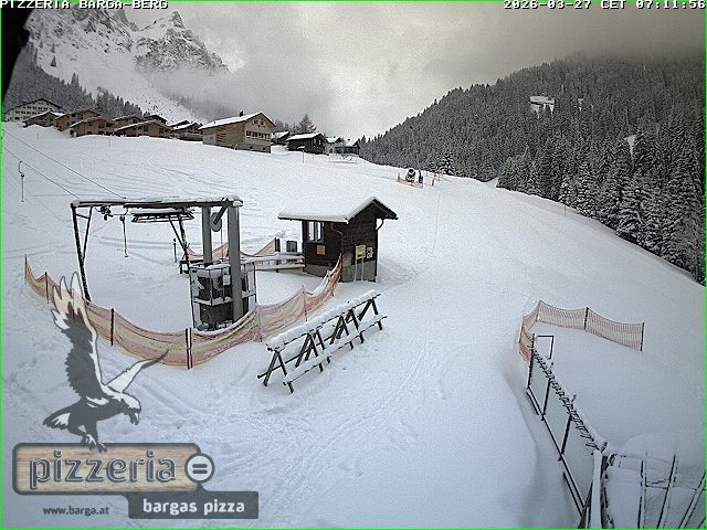Archived image Webcam restaurant "Pizzeria Barga" in Gargellen, Vorarlberg
