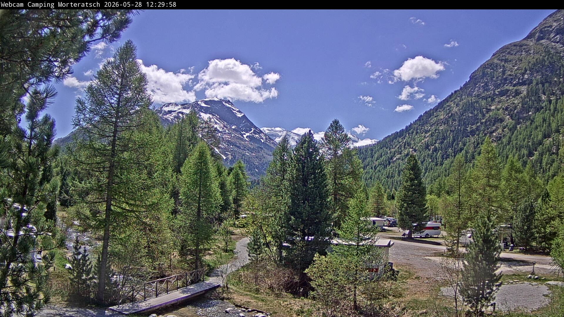 Archiv Foto Webcam Blick Campingplatz Morteratsch