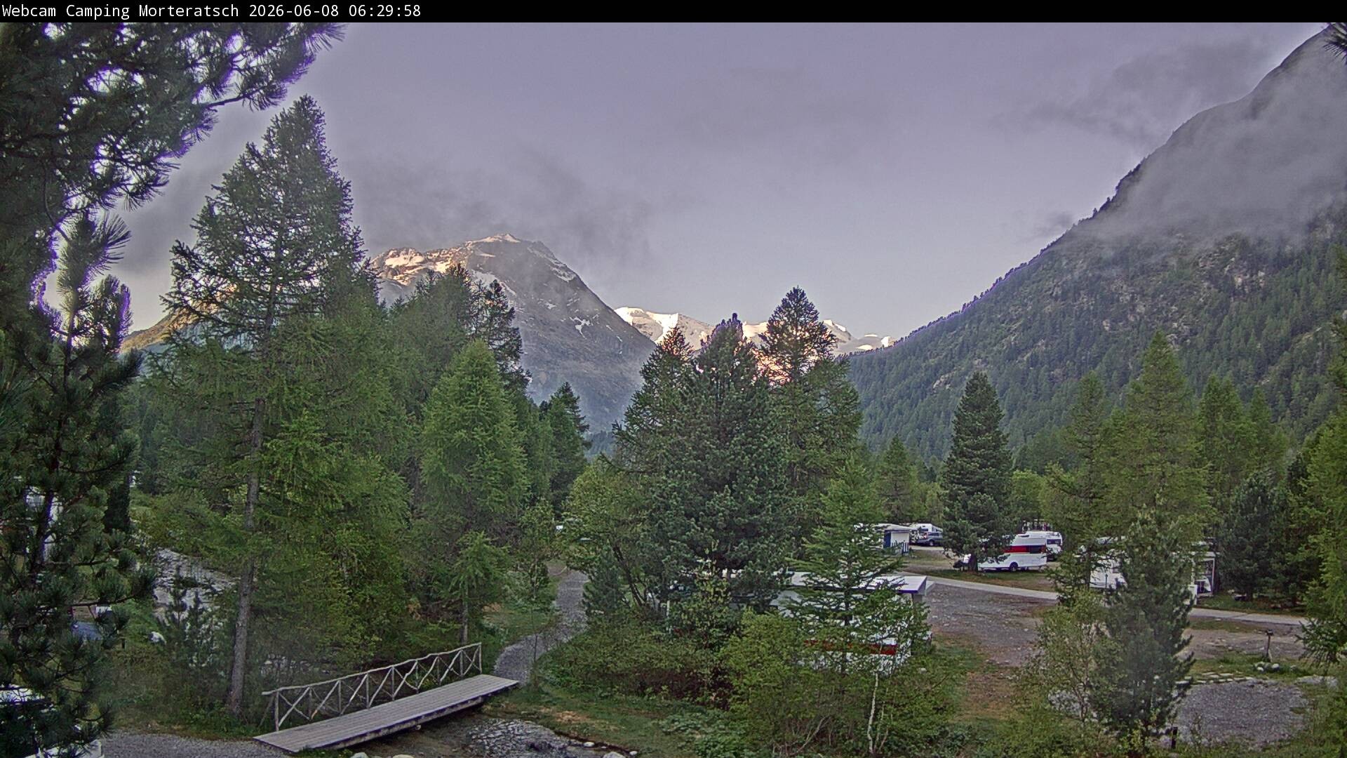 Archiv Foto Webcam Blick Campingplatz Morteratsch
