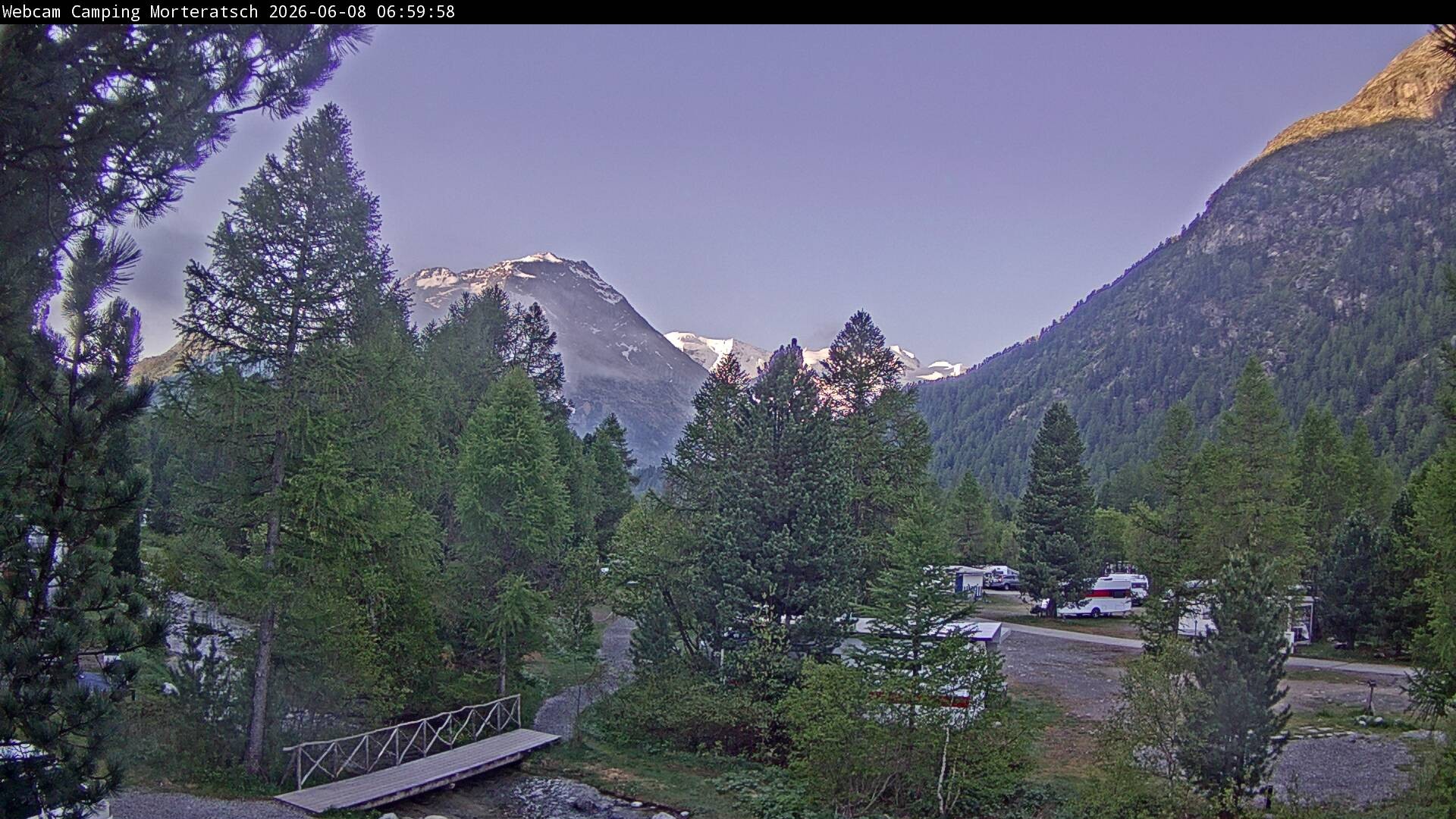 Archiv Foto Webcam Blick Campingplatz Morteratsch
