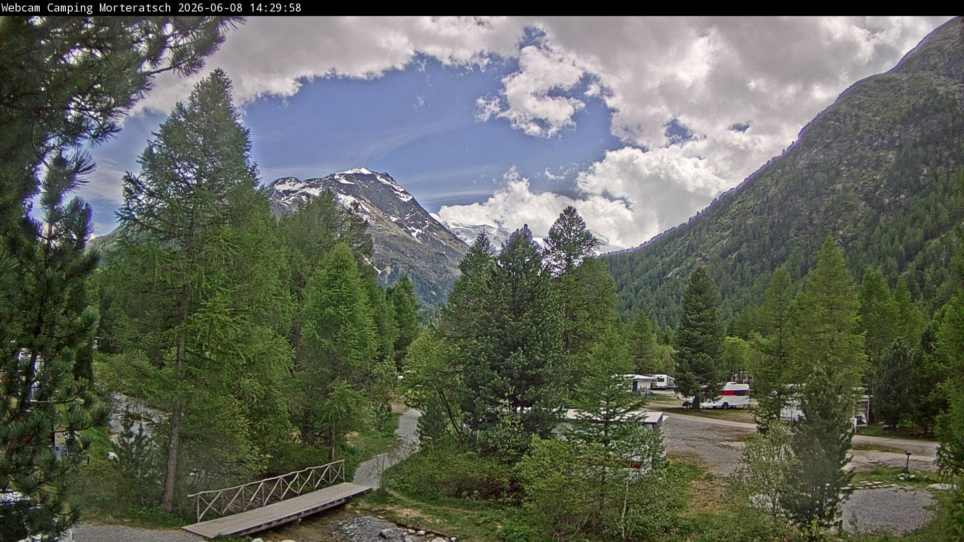 Archiv Foto Webcam Blick Campingplatz Morteratsch
