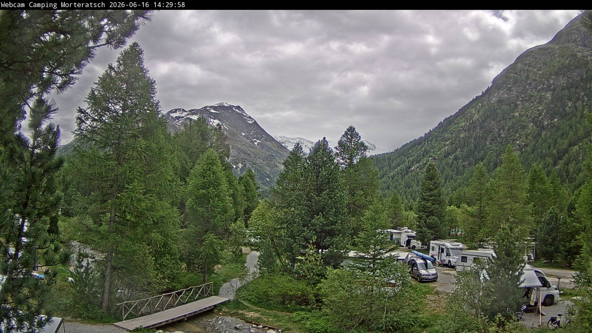 Archiv Foto Webcam Blick Campingplatz Morteratsch