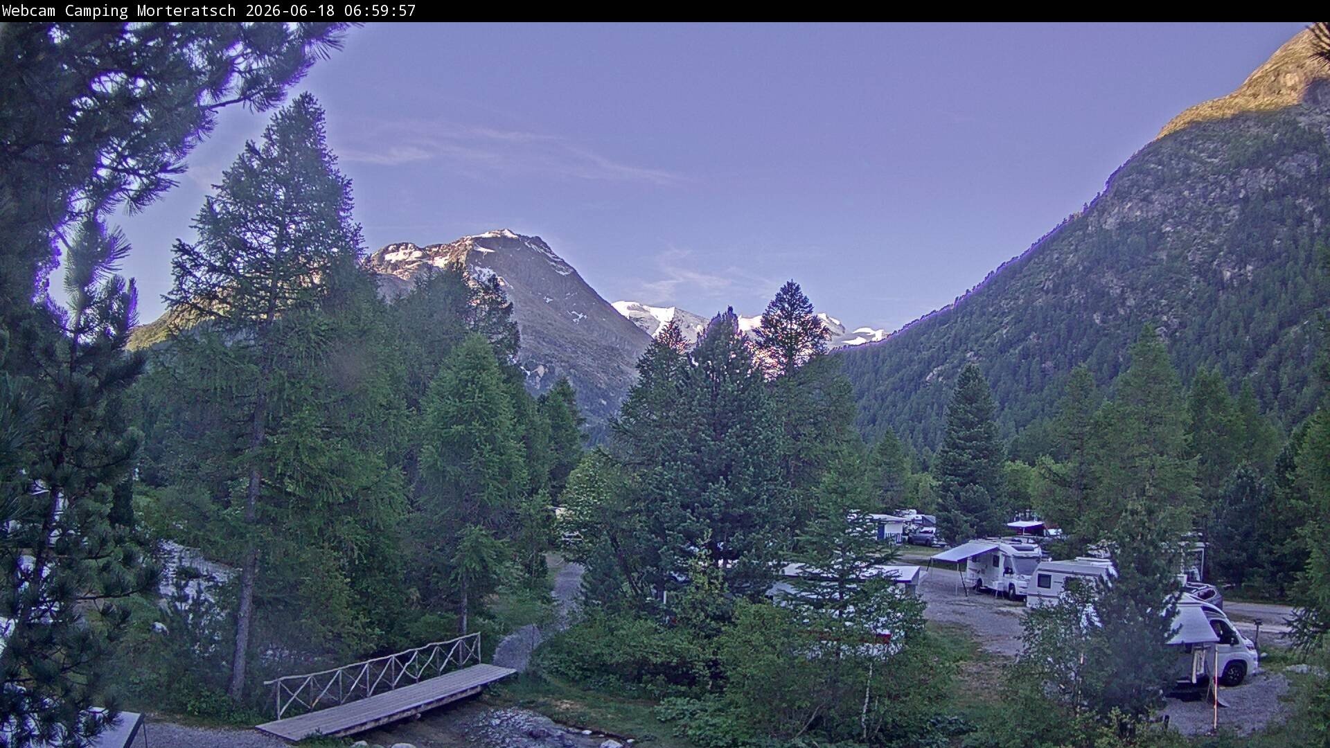 Archiv Foto Webcam Blick Campingplatz Morteratsch