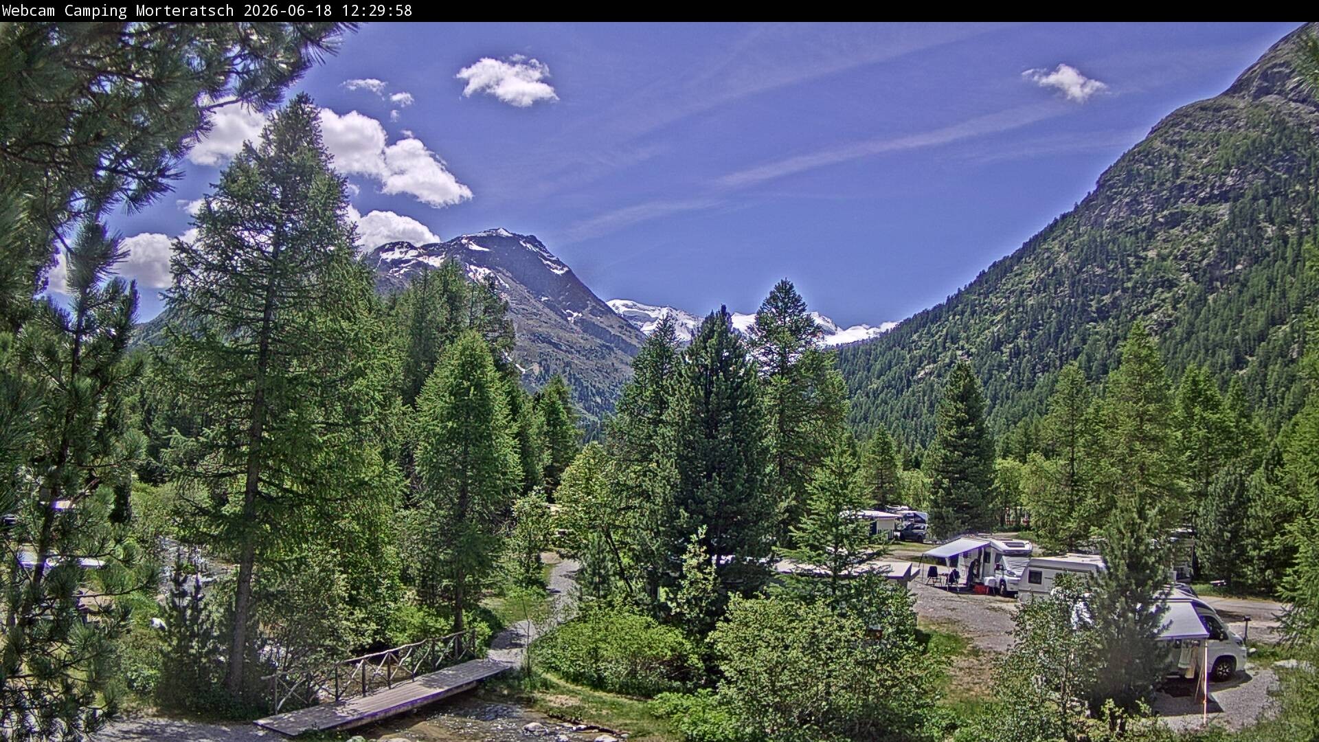 Archiv Foto Webcam Blick Campingplatz Morteratsch