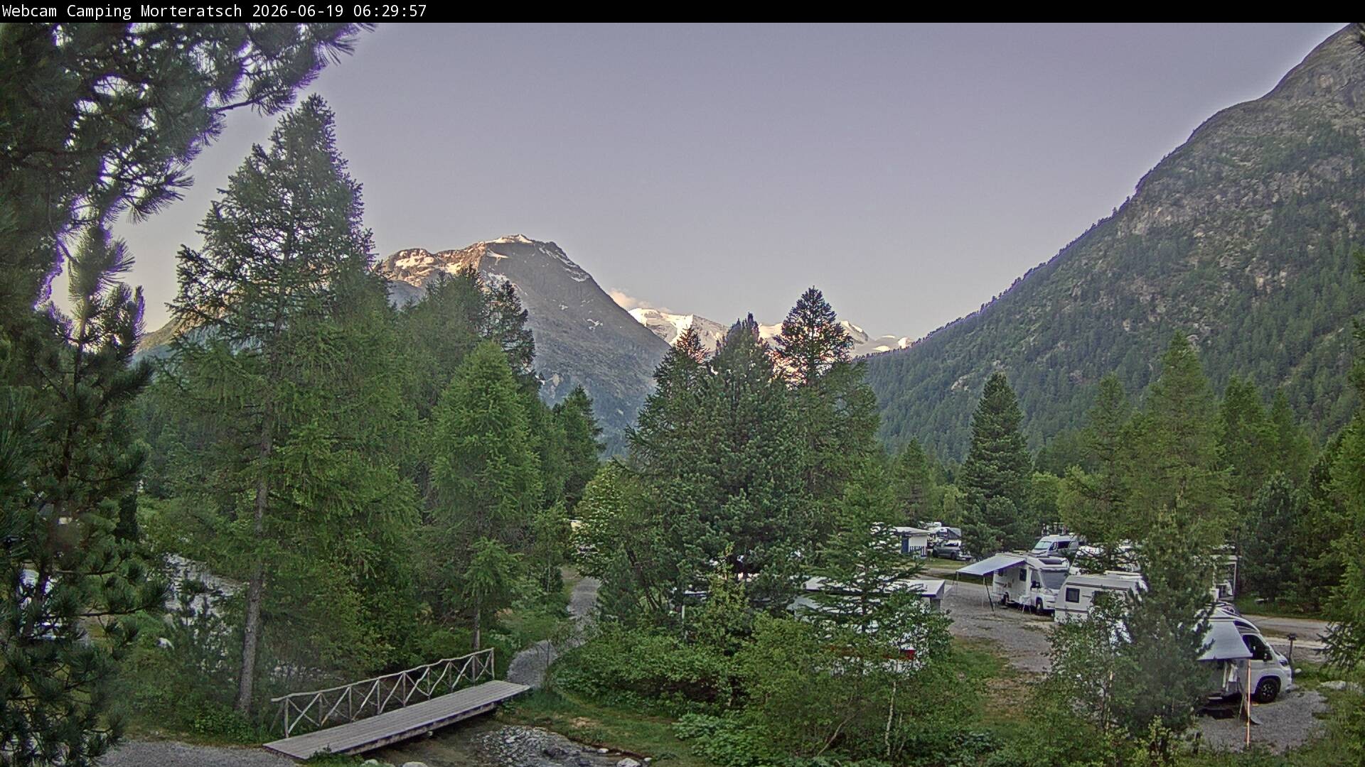 Archiv Foto Webcam Blick Campingplatz Morteratsch