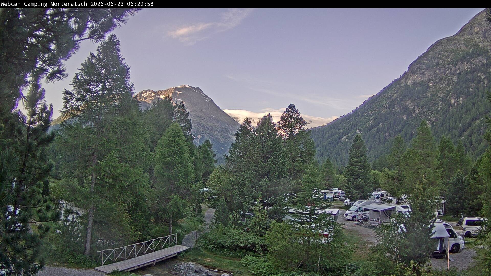 Archiv Foto Webcam Blick Campingplatz Morteratsch