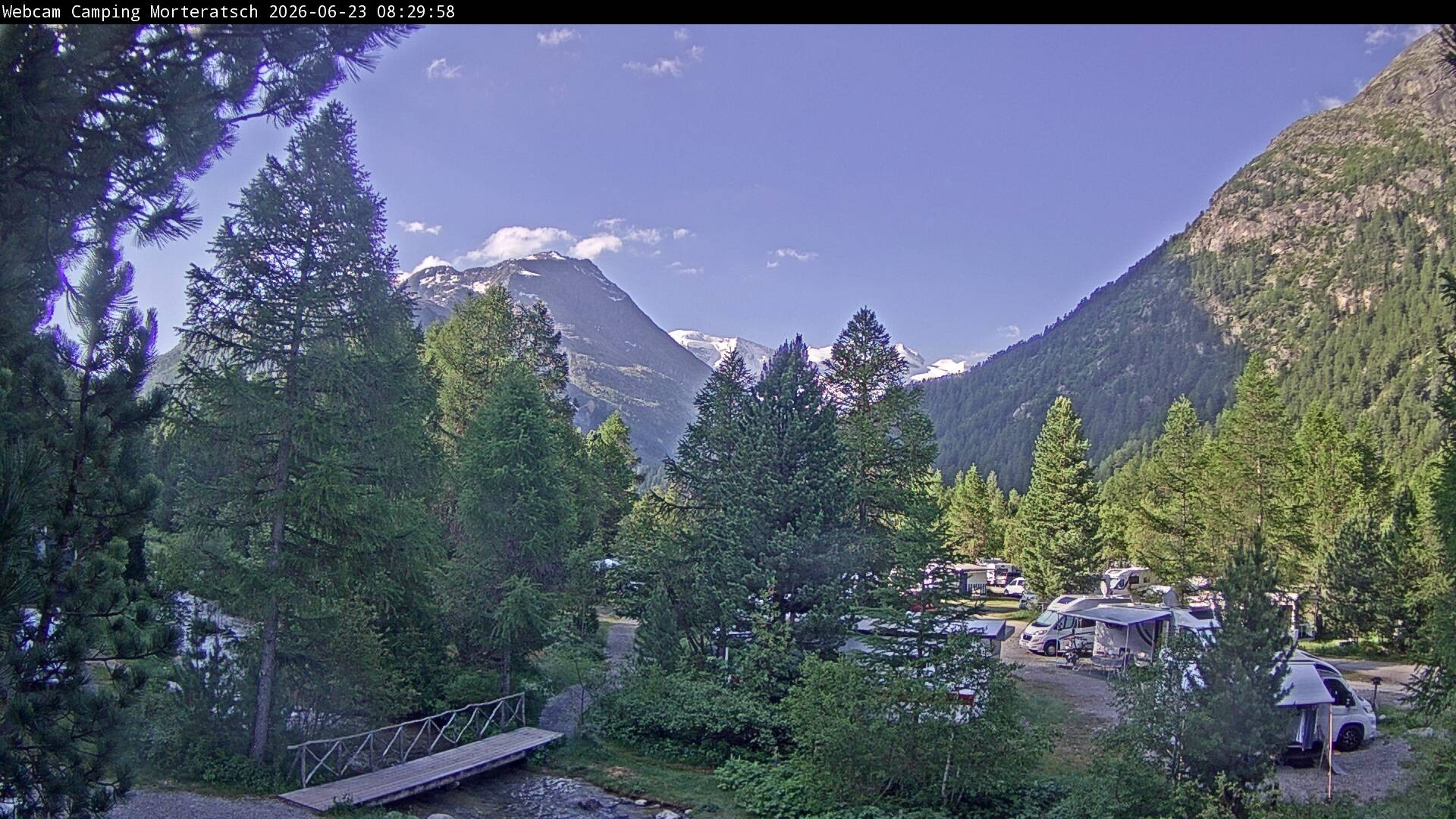 Archiv Foto Webcam Blick Campingplatz Morteratsch