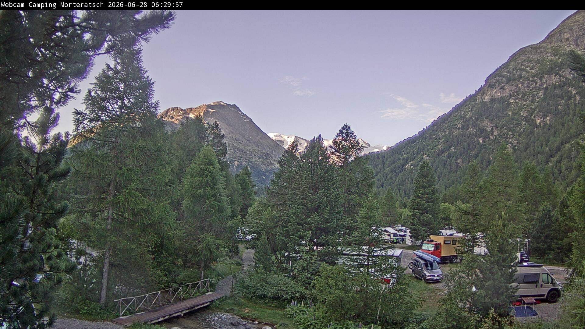 Archiv Foto Webcam Blick Campingplatz Morteratsch