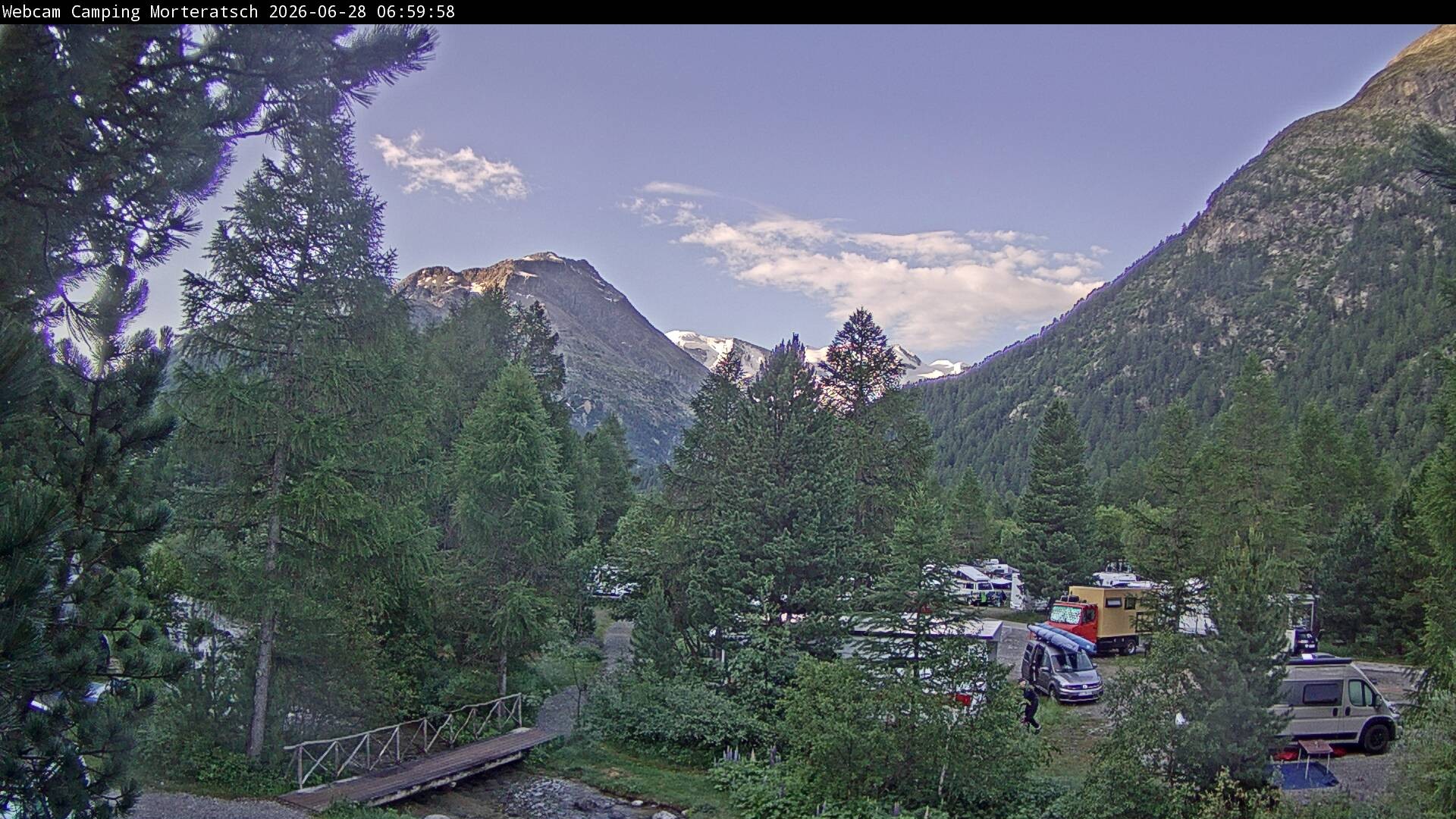 Archiv Foto Webcam Blick Campingplatz Morteratsch