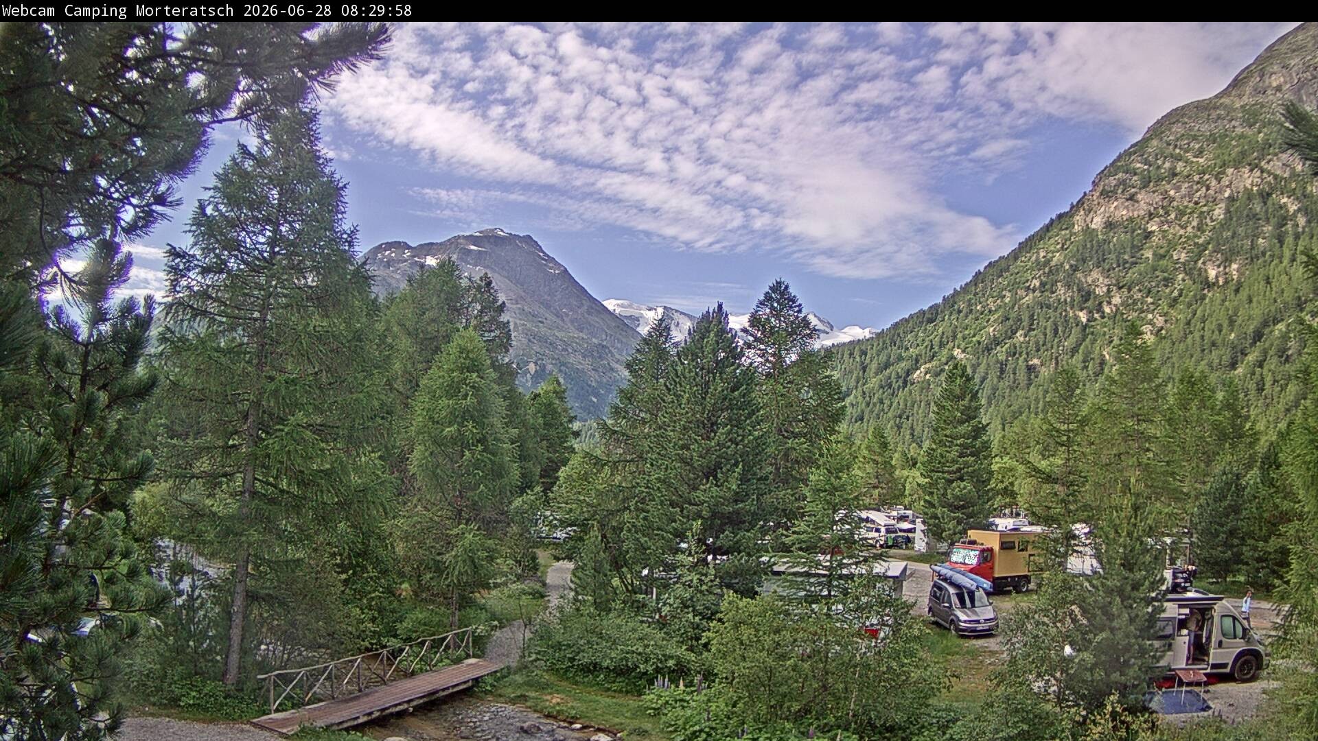 Archiv Foto Webcam Blick Campingplatz Morteratsch
