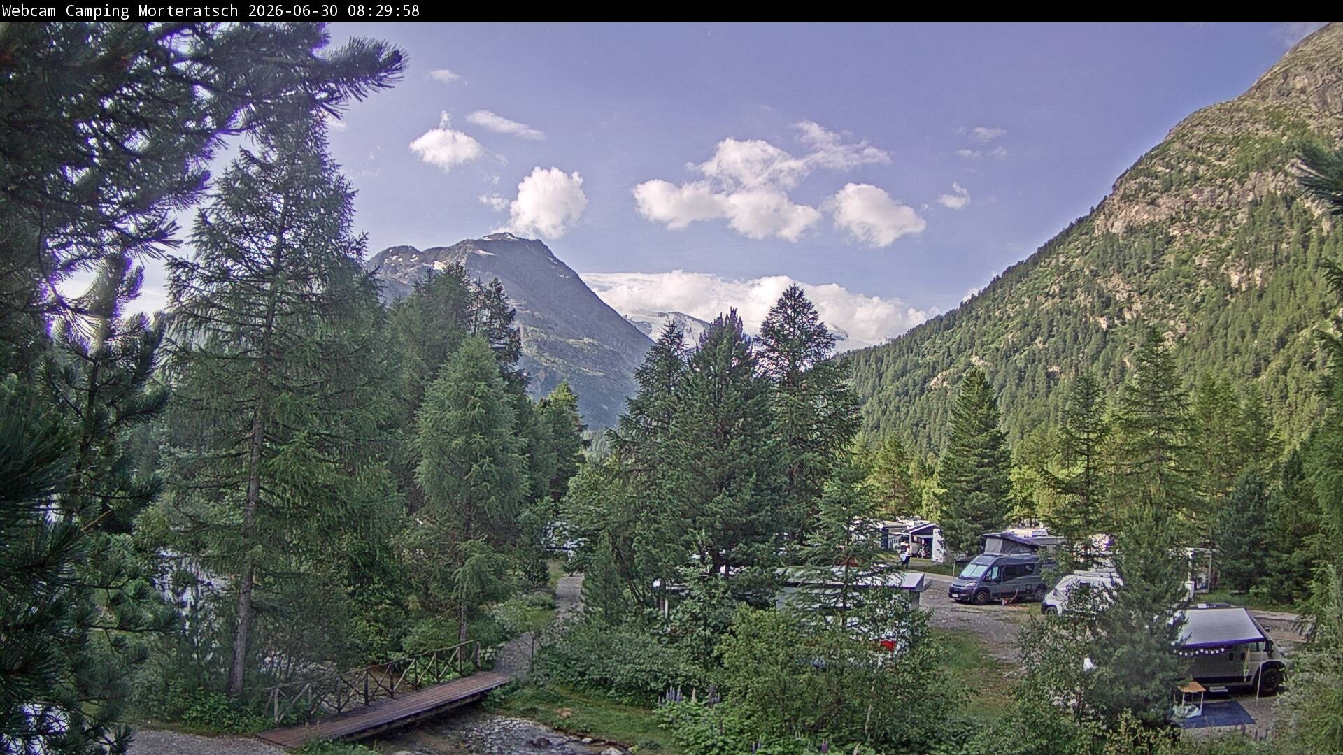 Archived image Webcam Morteratsch camping area, Engadin