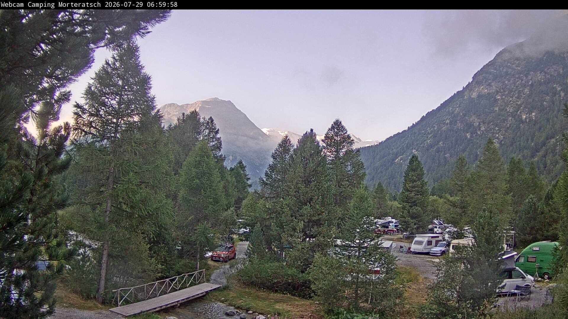 Archiv Foto Webcam Blick Campingplatz Morteratsch
