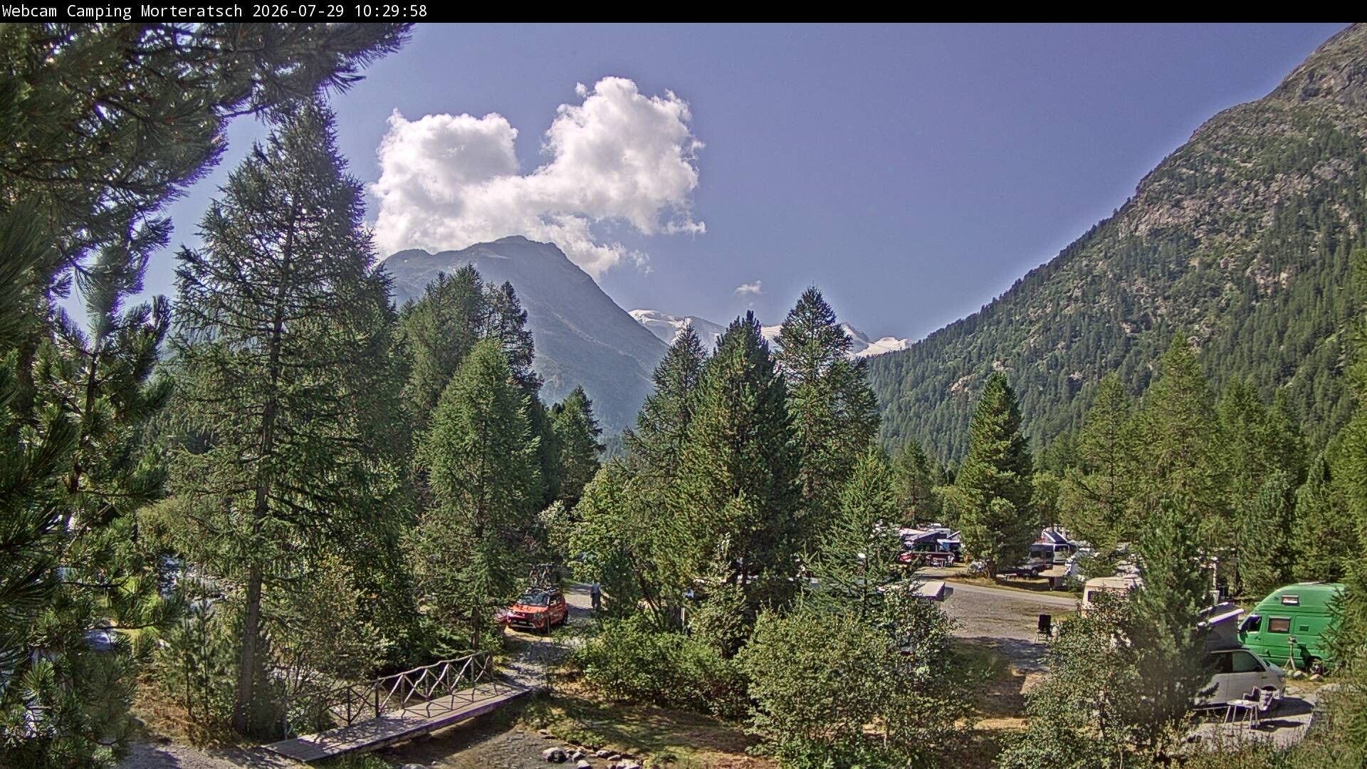 Archiv Foto Webcam Blick Campingplatz Morteratsch
