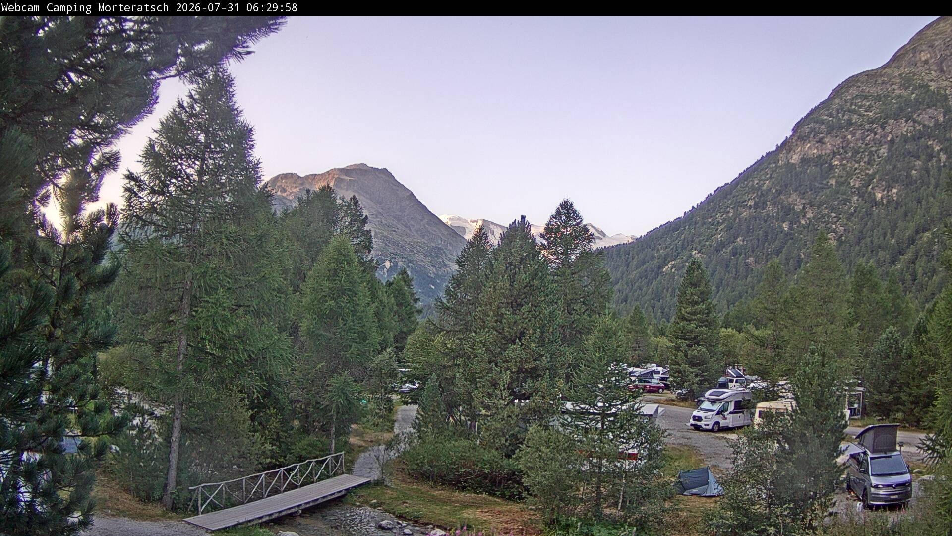 Archiv Foto Webcam Blick Campingplatz Morteratsch