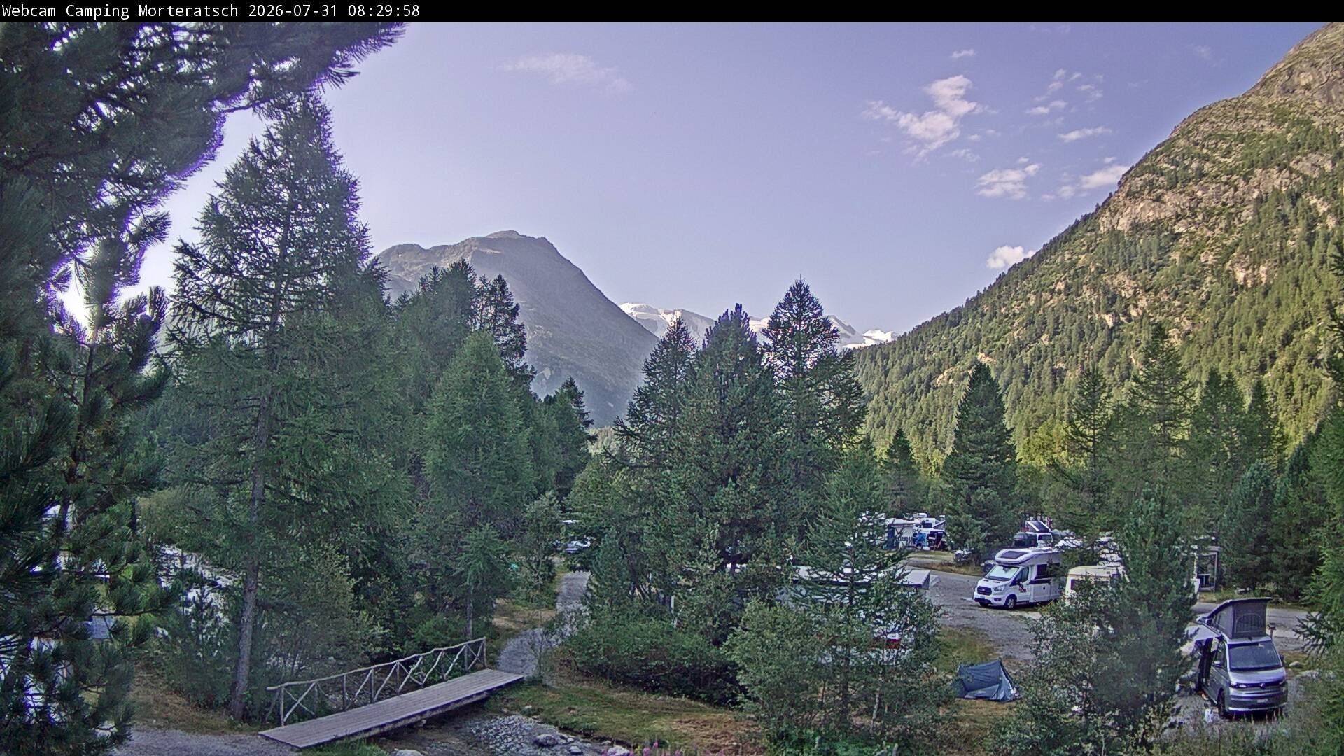 Archiv Foto Webcam Blick Campingplatz Morteratsch