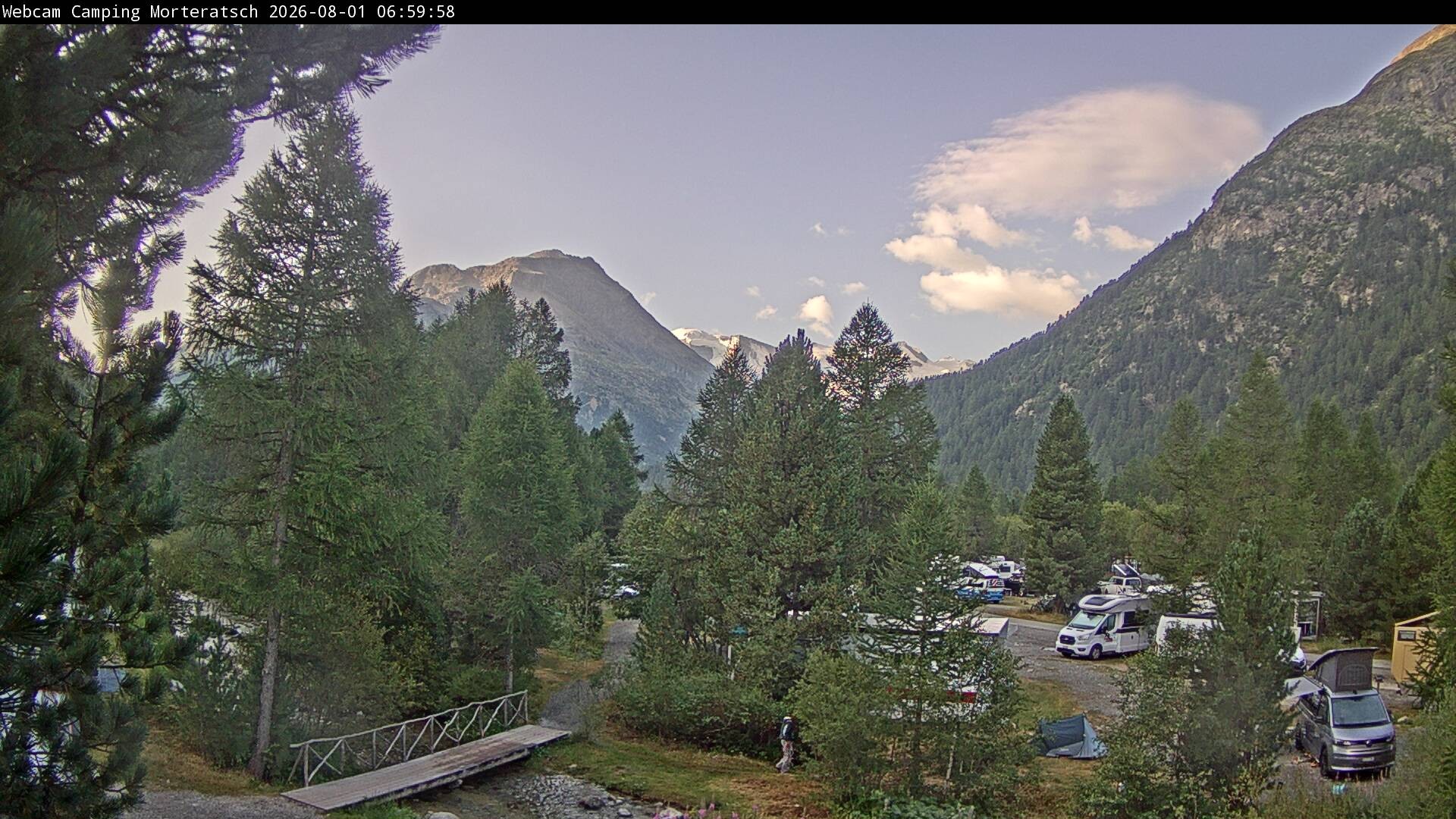 Archiv Foto Webcam Blick Campingplatz Morteratsch