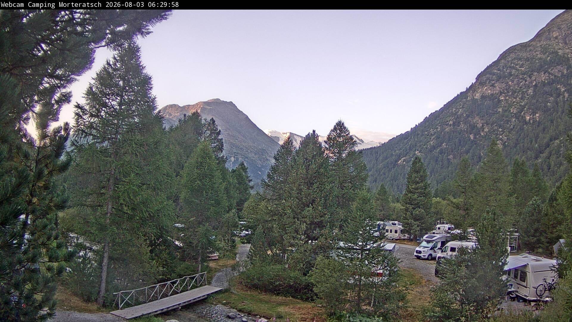 Archiv Foto Webcam Blick Campingplatz Morteratsch