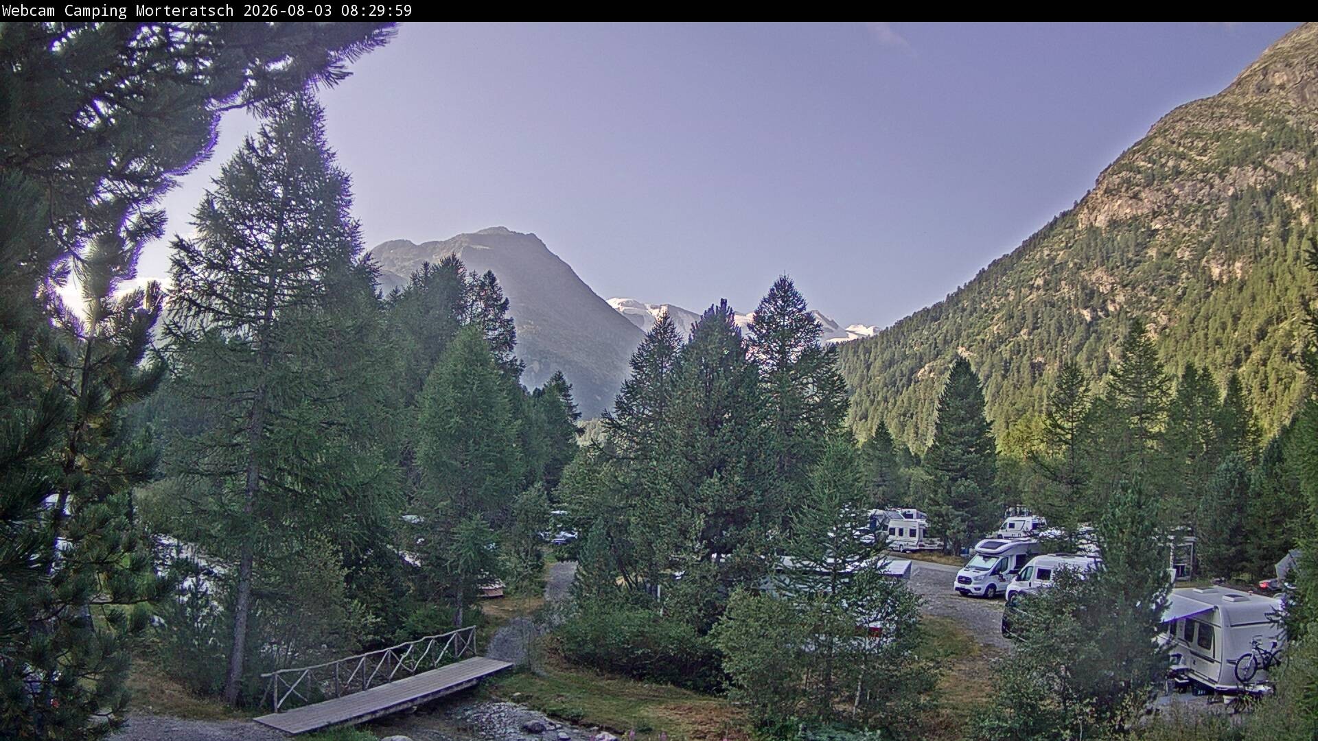 Archiv Foto Webcam Blick Campingplatz Morteratsch