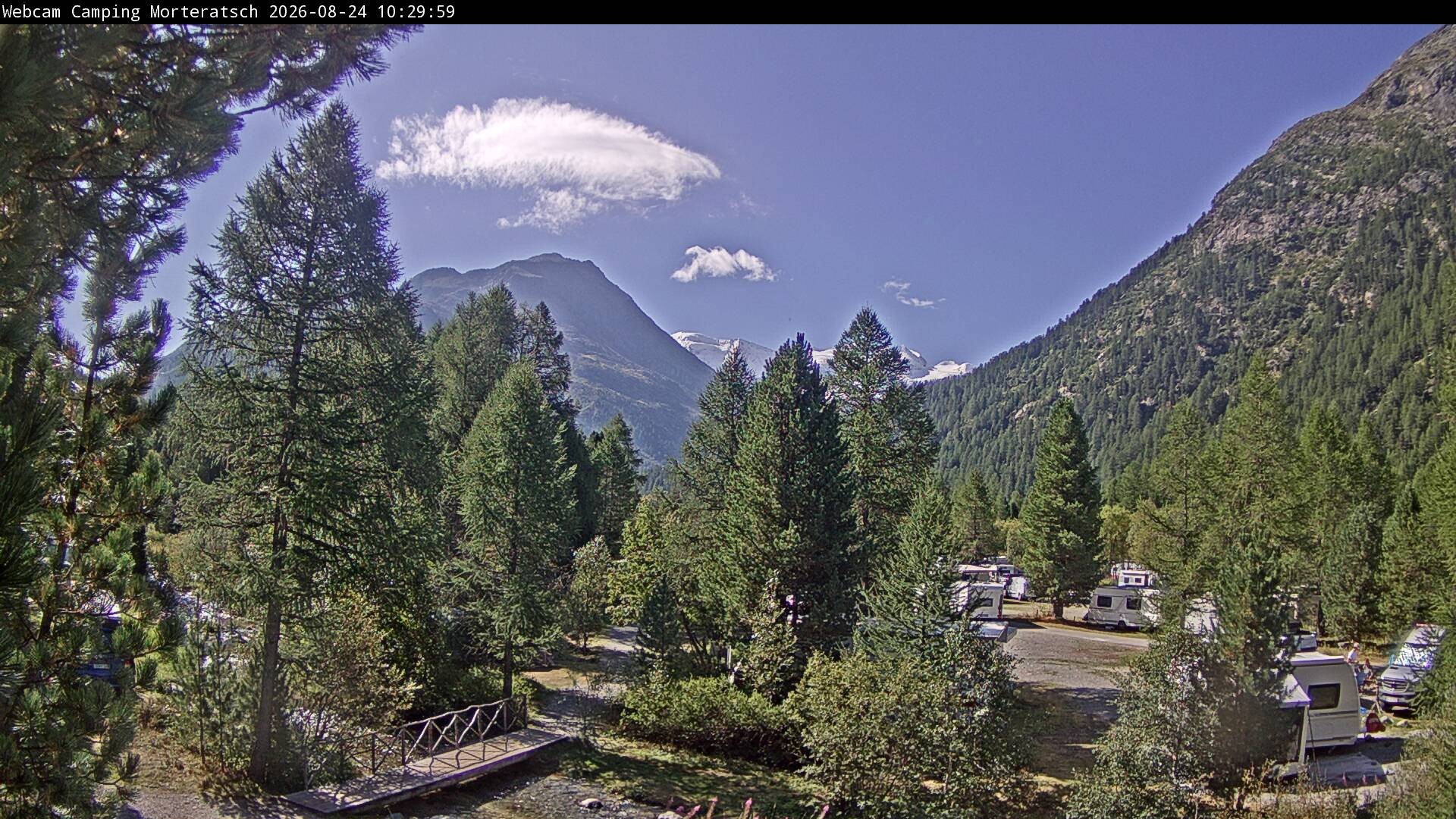 Archiv Foto Webcam Blick Campingplatz Morteratsch