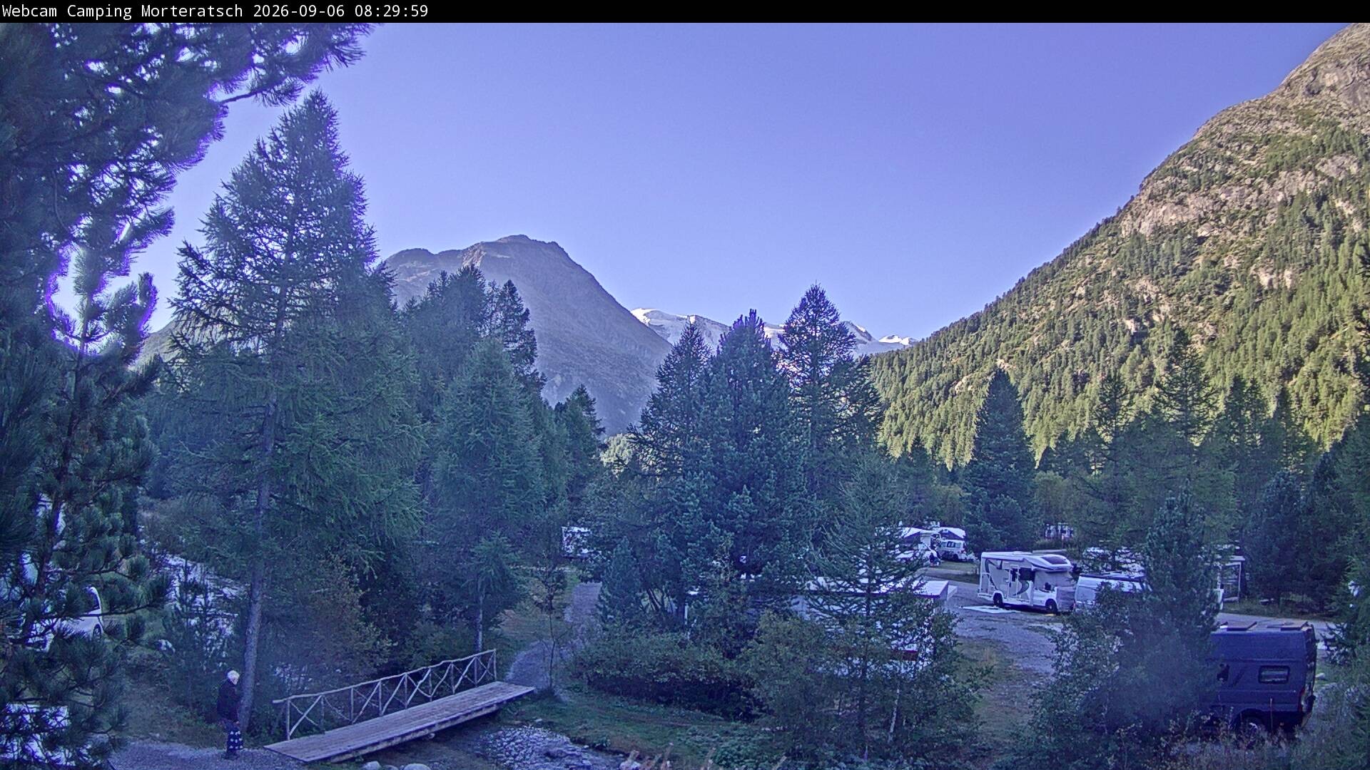 Archiv Foto Webcam Blick Campingplatz Morteratsch