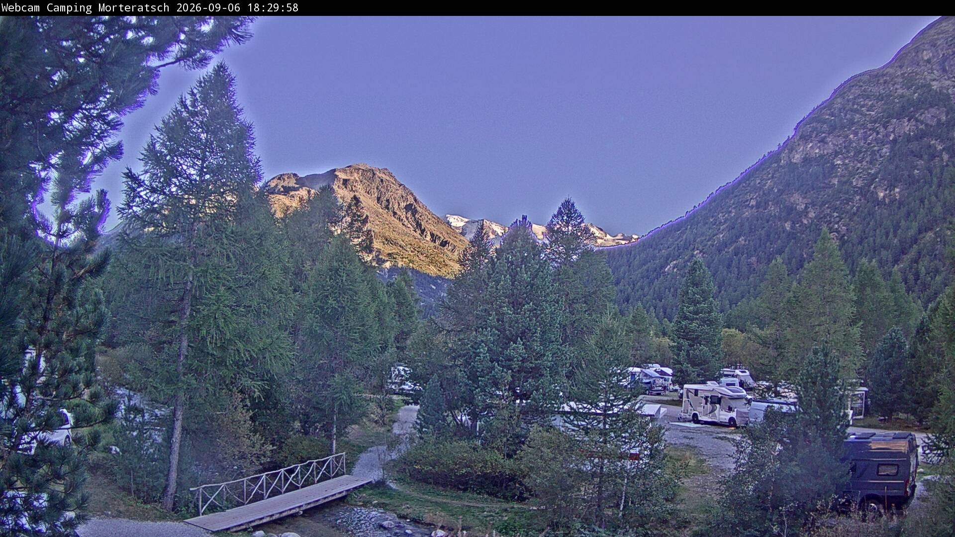 Archiv Foto Webcam Blick Campingplatz Morteratsch