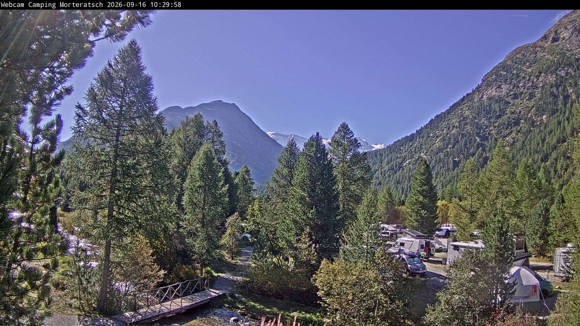 Archiv Foto Webcam Blick Campingplatz Morteratsch