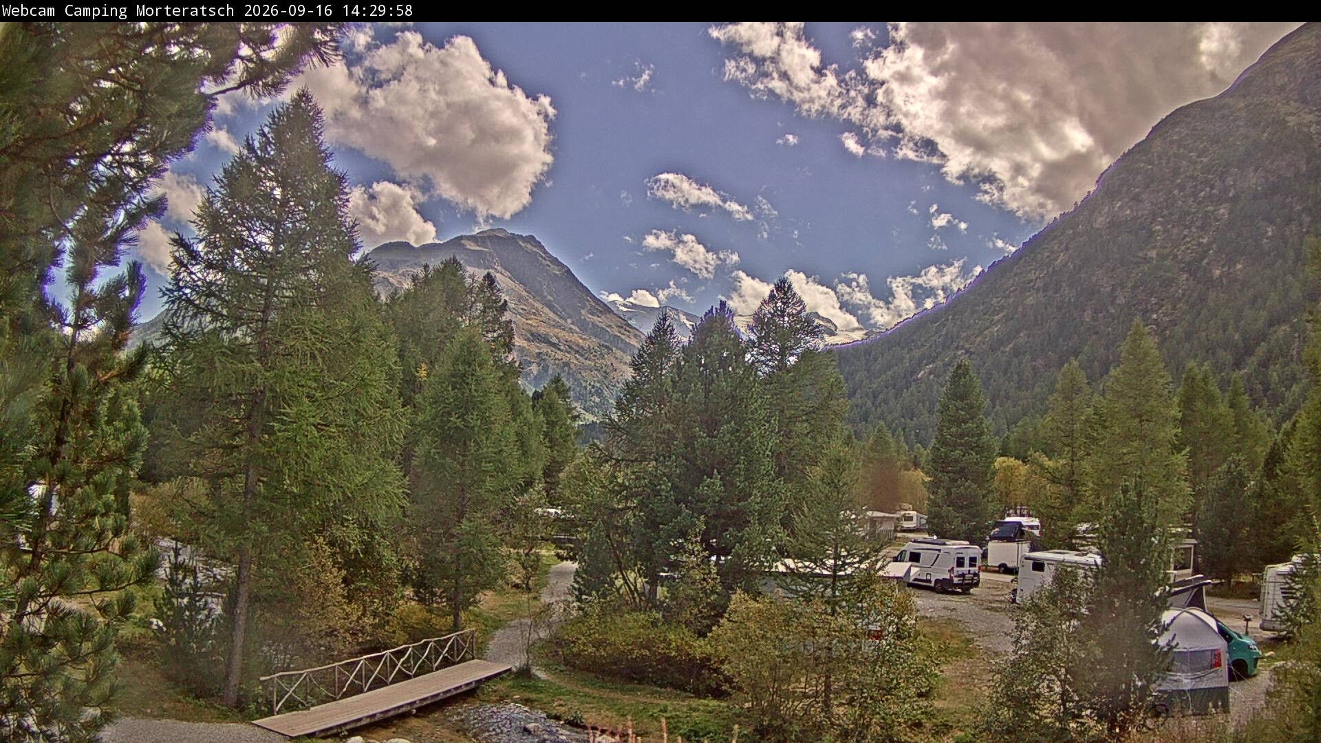 Archiv Foto Webcam Blick Campingplatz Morteratsch