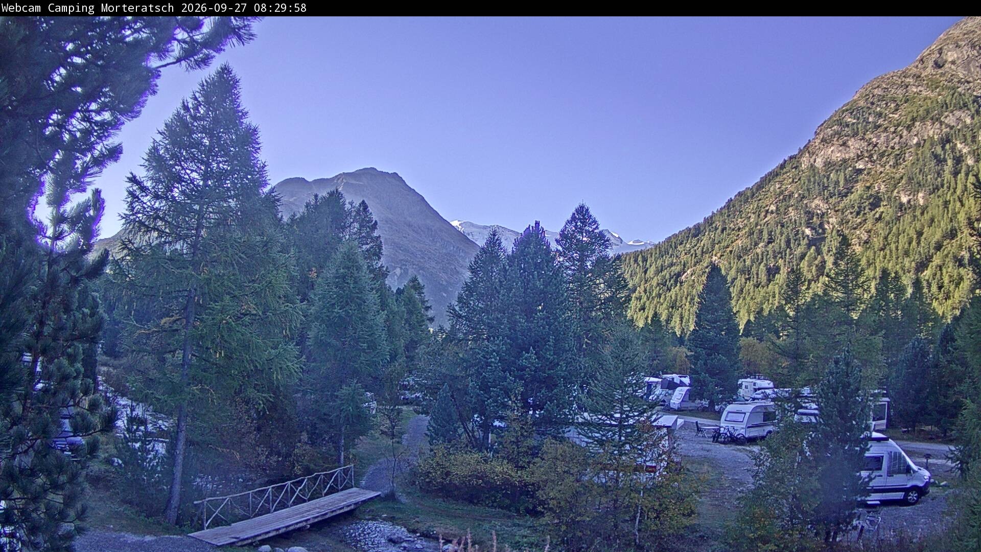 Archiv Foto Webcam Blick Campingplatz Morteratsch