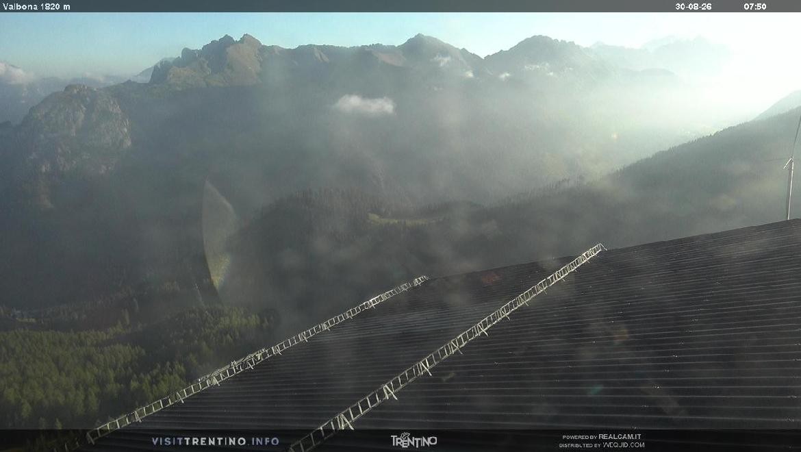 Archived image Webcam middle station alp Lusia, Trentino