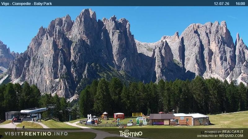 Archived image Webcam Kids Park - Val di Fassa