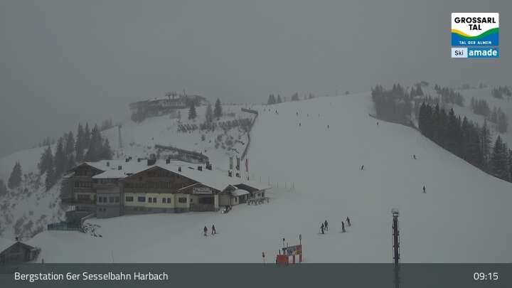 Archived image Webcam Großarl - Bergstation 6er Sesselbahn Harbach