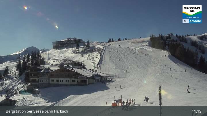 Archiv Foto Webcam Großarl - Bergstation 6er Sesselbahn Harbach