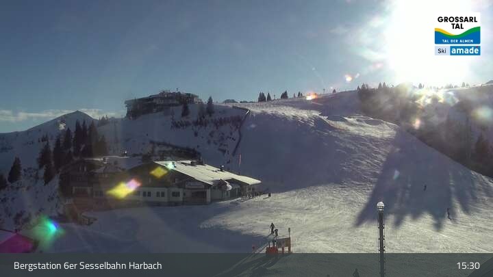 Archiv Foto Webcam Großarl - Bergstation 6er Sesselbahn Harbach