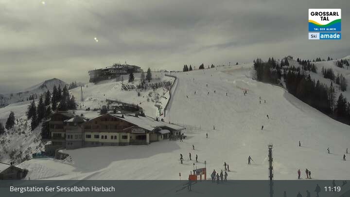 Archiv Foto Webcam Großarl - Bergstation 6er Sesselbahn Harbach