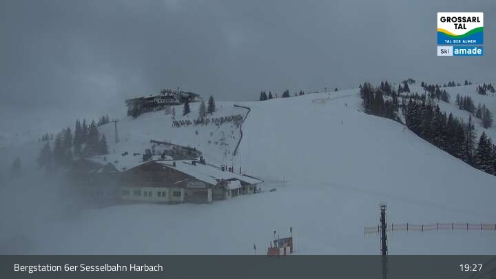 Archiv Foto Webcam Großarl - Bergstation 6er Sesselbahn Harbach