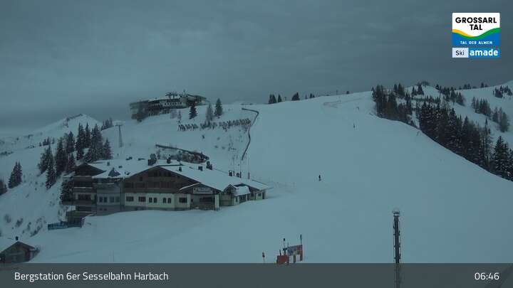 Archiv Foto Webcam Großarl - Bergstation 6er Sesselbahn Harbach