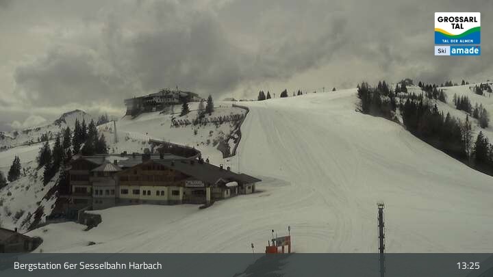Archiv Foto Webcam Großarl - Bergstation 6er Sesselbahn Harbach