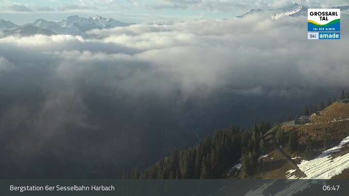 Archiv Foto Webcam Großarl - Bergstation 6er Sesselbahn Harbach