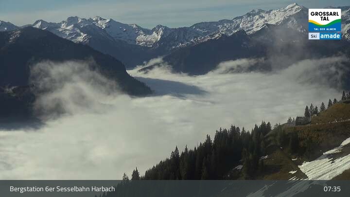 Archiv Foto Webcam Großarl - Bergstation 6er Sesselbahn Harbach