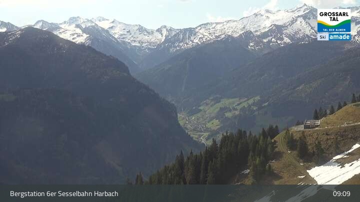 Archiv Foto Webcam Großarl - Bergstation 6er Sesselbahn Harbach
