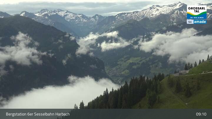 Archiv Foto Webcam Großarl - Bergstation 6er Sesselbahn Harbach