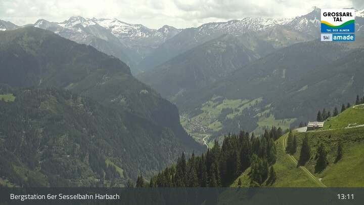 Archived image Webcam Großarl - Bergstation 6er Sesselbahn Harbach