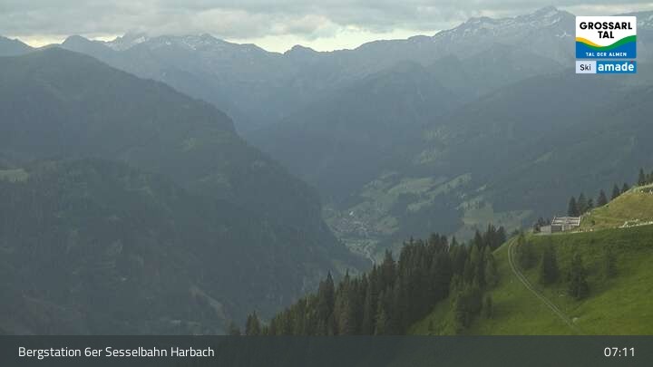 Archiv Foto Webcam Großarl - Bergstation 6er Sesselbahn Harbach
