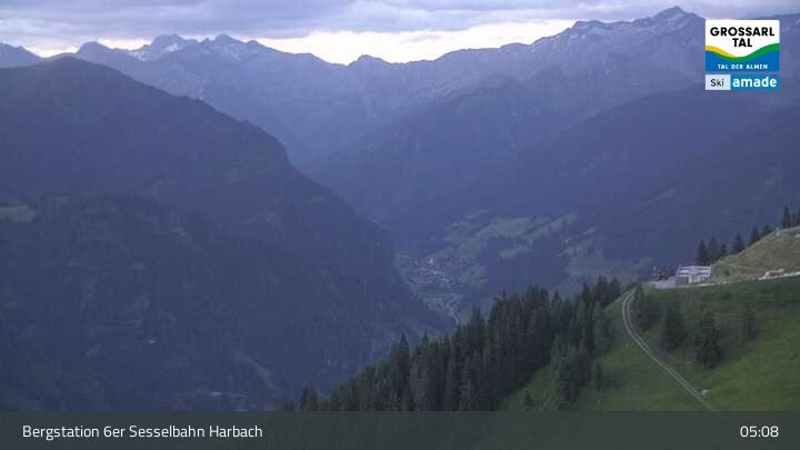 Archiv Foto Webcam Großarl - Bergstation 6er Sesselbahn Harbach