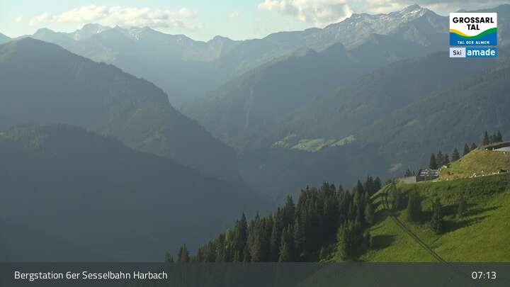 Archiv Foto Webcam Großarl - Bergstation 6er Sesselbahn Harbach