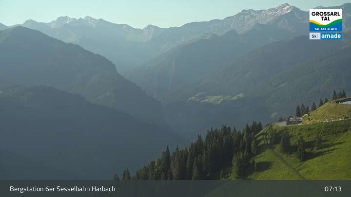 Archiv Foto Webcam Großarl - Bergstation 6er Sesselbahn Harbach