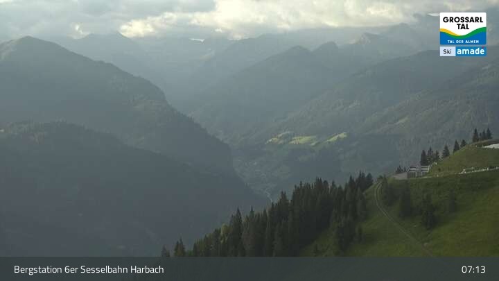 Archiv Foto Webcam Großarl - Bergstation 6er Sesselbahn Harbach