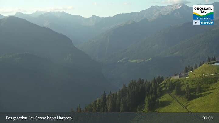 Archiv Foto Webcam Großarl - Bergstation 6er Sesselbahn Harbach