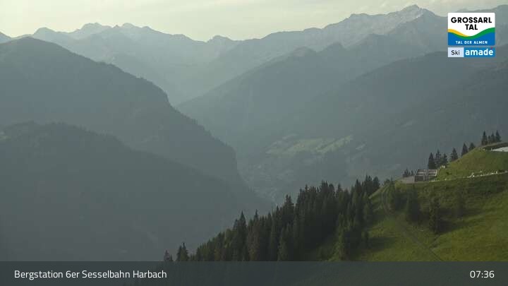 Archived image Webcam Großarl - Bergstation 6er Sesselbahn Harbach