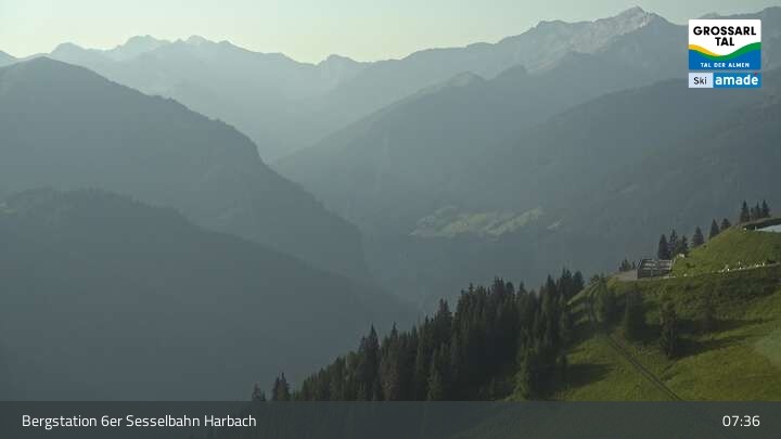 Archiv Foto Webcam Großarl - Bergstation 6er Sesselbahn Harbach